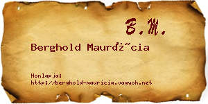 Berghold Maurícia névjegykártya